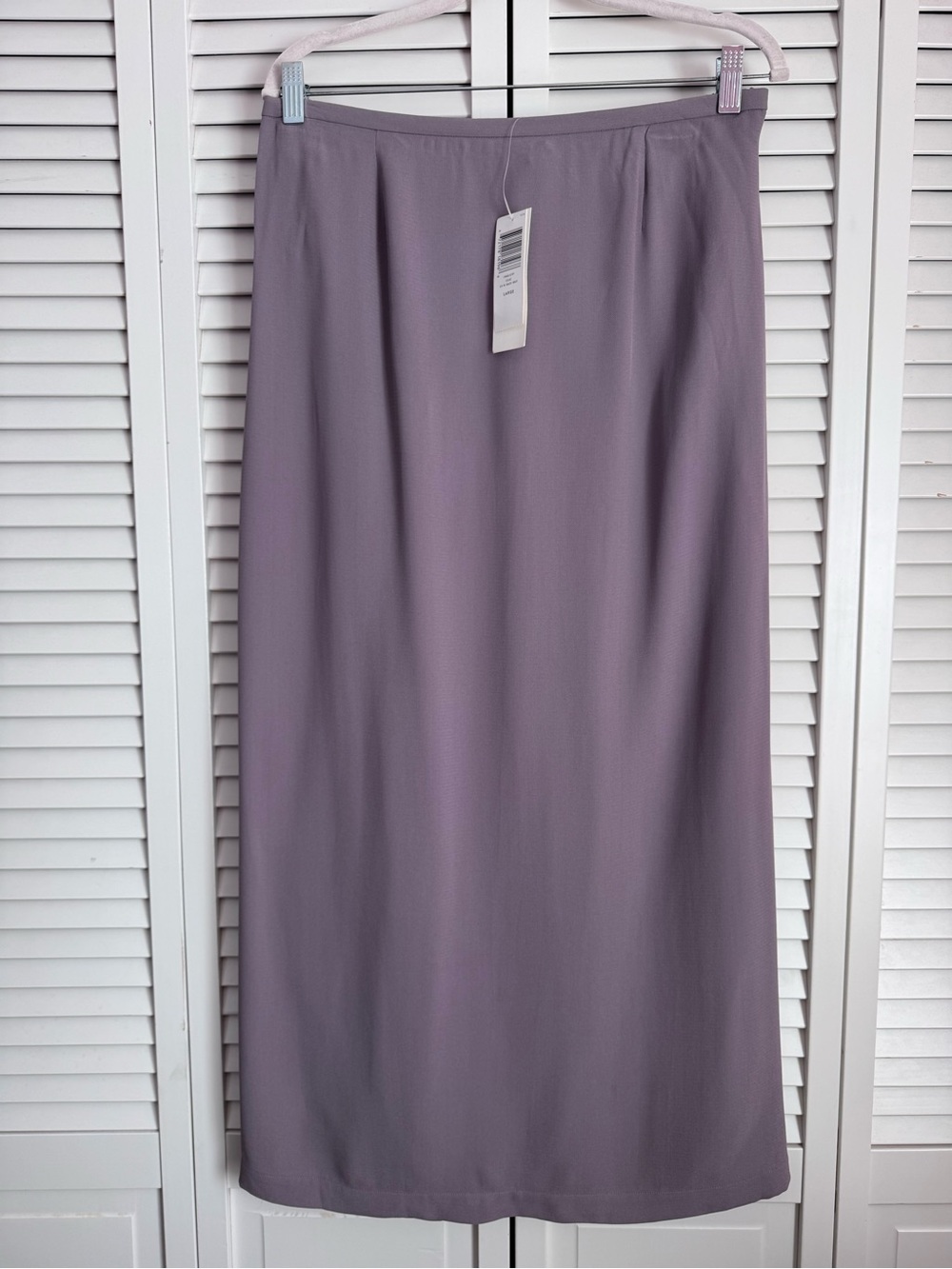Eileen Fisher Silk Matte Crepe Midi Skirt Back Vent Lilac Large NWT